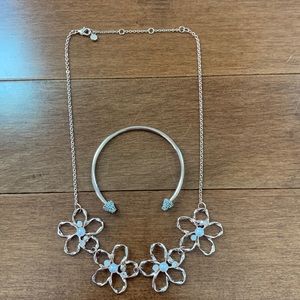5 flower petals necklace with matching bracelet